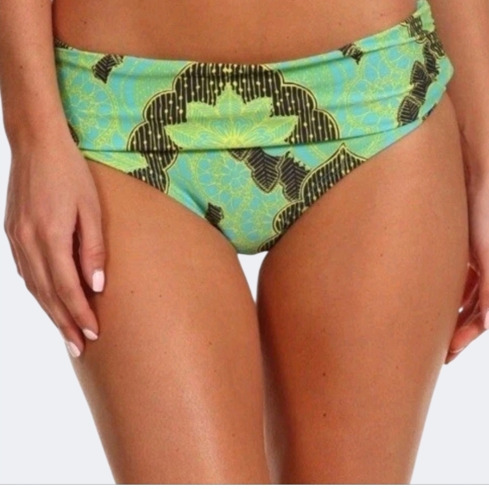 NWT Prana Turquoise Black Neon Lavana Bikini Bottom Size Small